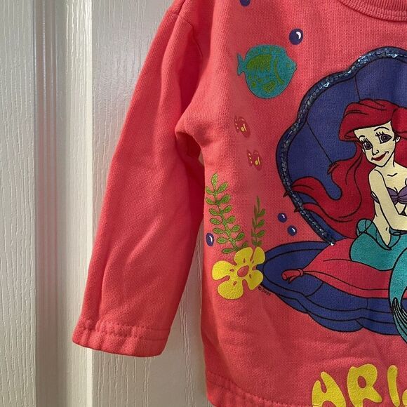Vintage Disney The Little Mermaid Ariel Sweatshirt Pink Sequins USA Girls SZ 2T - Picture 5 of 15